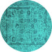 Round Oriental Turquoise Industrial Rug, urb2051turq