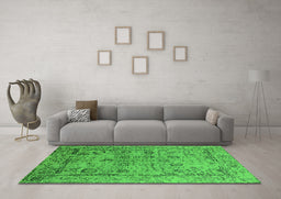 Machine Washable Oriental Green Industrial Area Rugs in a Living Room,, wshurb2051grn