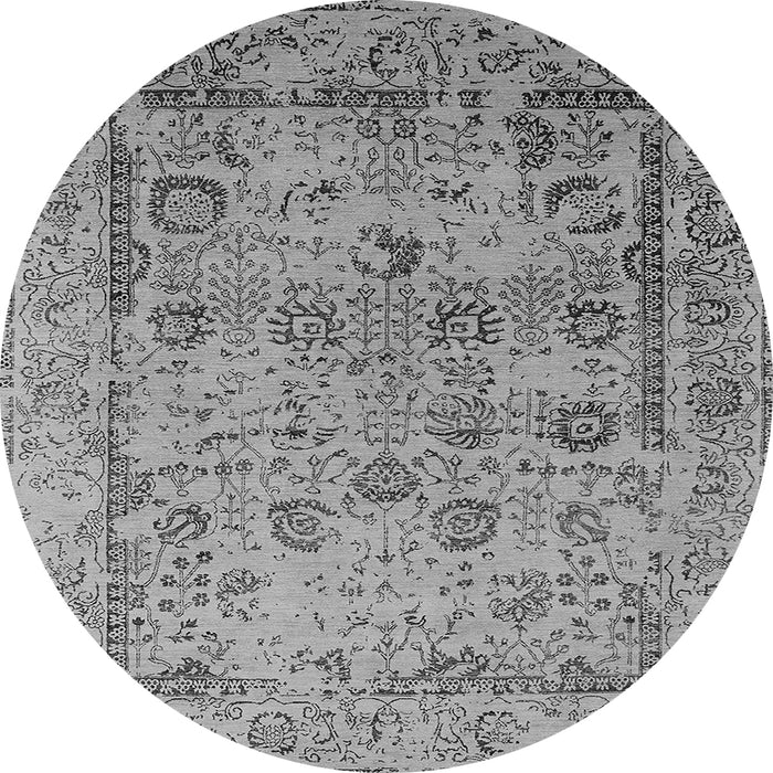 Round Oriental Gray Industrial Rug, urb2051gry