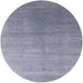 Round Machine Washable Industrial Modern Slate Blue Grey Blue Rug, wshurb2052
