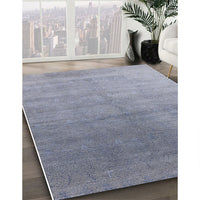 Mid-Century Modern Slate Blue Grey Oriental Rug, urb2052