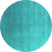 Round Oriental Turquoise Industrial Rug, urb2052turq