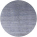 Round Mid-Century Modern Slate Blue Grey Oriental Rug, urb2052