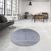 Round Machine Washable Industrial Modern Slate Blue Grey Blue Rug in a Office, wshurb2052