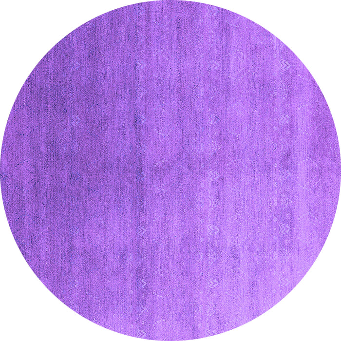 Round Machine Washable Oriental Purple Industrial Area Rugs, wshurb2052pur