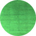 Round Machine Washable Oriental Green Industrial Area Rugs, wshurb2052grn