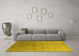Machine Washable Oriental Yellow Industrial Rug in a Living Room, wshurb2052yw