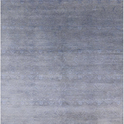 Square Mid-Century Modern Slate Blue Grey Oriental Rug, urb2052