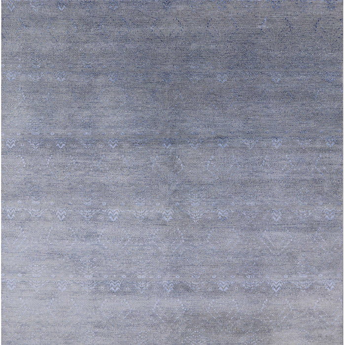 Square Mid-Century Modern Slate Blue Grey Oriental Rug, urb2052