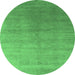 Round Oriental Emerald Green Industrial Rug, urb2052emgrn