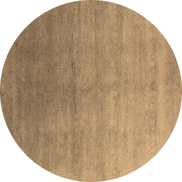 Round Machine Washable Oriental Brown Industrial Rug, wshurb2052brn