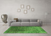 Machine Washable Oriental Green Industrial Area Rugs in a Living Room,, wshurb2053grn