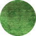 Round Oriental Green Industrial Rug, urb2053grn