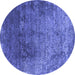 Round Oriental Blue Industrial Rug, urb2053blu