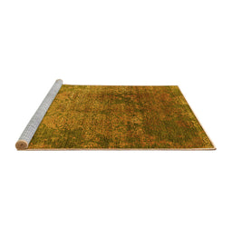 Sideview of Machine Washable Oriental Yellow Industrial Rug, wshurb2053yw