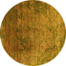 Round Oriental Yellow Industrial Rug, urb2053yw