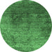 Round Oriental Emerald Green Industrial Rug, urb2053emgrn