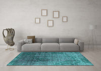 Machine Washable Oriental Turquoise Industrial Rug, wshurb2053turq