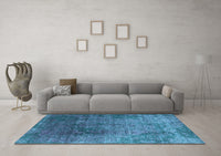 Machine Washable Oriental Light Blue Industrial Rug, wshurb2053lblu