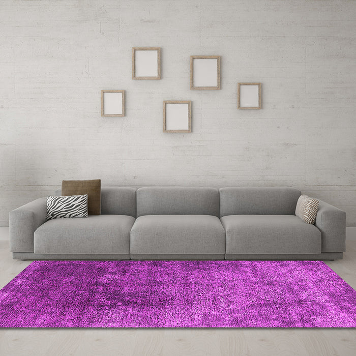 Machine Washable Oriental Pink Industrial Rug in a Living Room, wshurb2053pnk