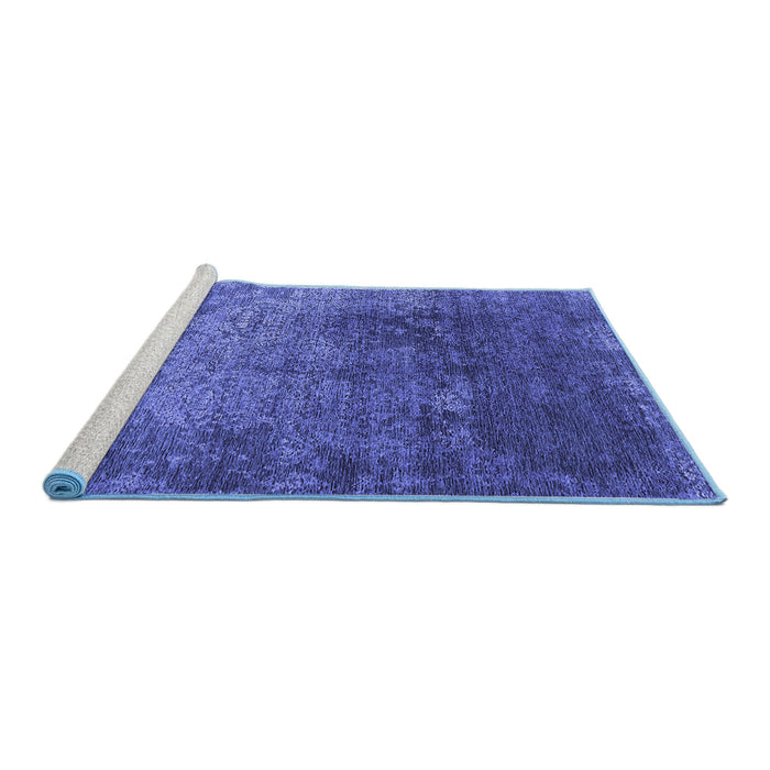 Sideview of Machine Washable Oriental Blue Industrial Rug, wshurb2053blu