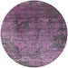 Round Mid-Century Modern Purple Oriental Rug, urb2053