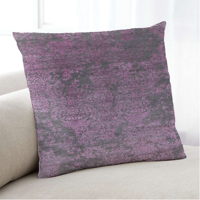 Lifestyle Image of Mid-Century Modern Urban Square Purple Throw Pillow, 18 inch by 18 inch, pwurb2053