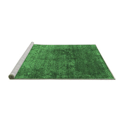 Sideview of Machine Washable Oriental Emerald Green Industrial Area Rugs, wshurb2053emgrn
