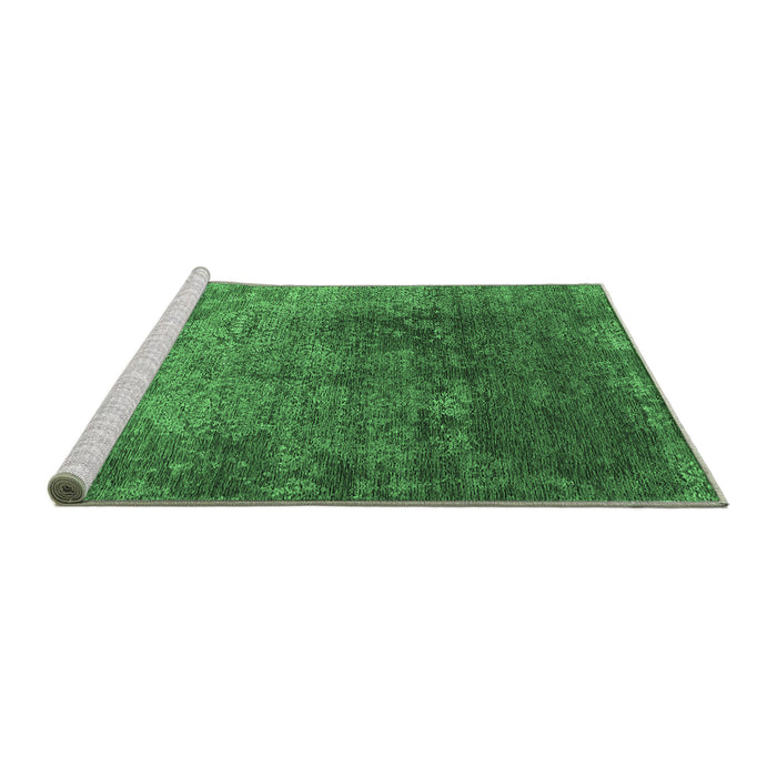 Sideview of Machine Washable Oriental Emerald Green Industrial Area Rugs, wshurb2053emgrn