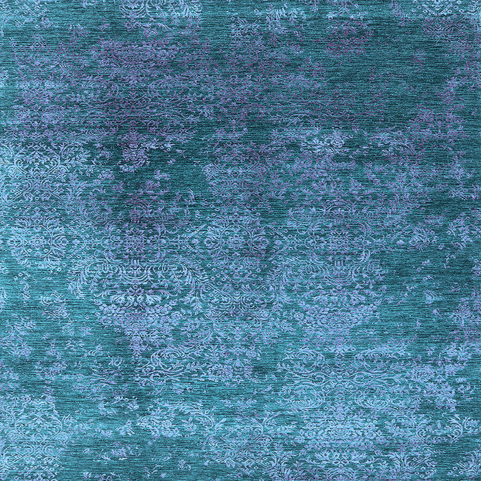 Square Machine Washable Oriental Light Blue Industrial Rug, wshurb2053lblu