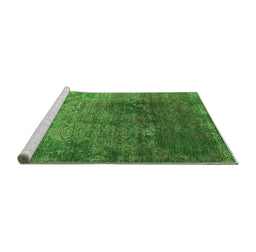 Sideview of Machine Washable Oriental Green Industrial Area Rugs, wshurb2053grn