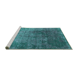 Sideview of Machine Washable Oriental Turquoise Industrial Area Rugs, wshurb2053turq