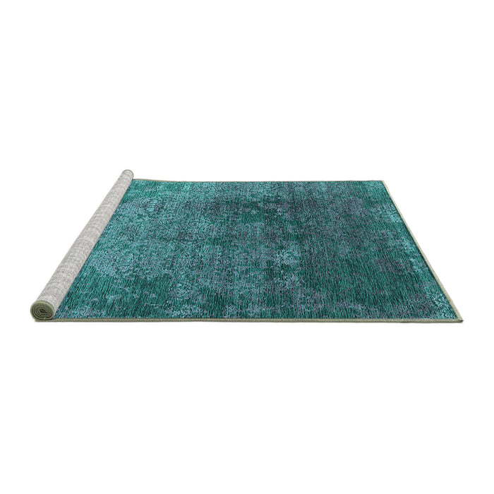 Sideview of Machine Washable Oriental Turquoise Industrial Area Rugs, wshurb2053turq