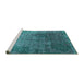 Sideview of Machine Washable Oriental Turquoise Industrial Area Rugs, wshurb2053turq