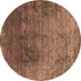 Round Oriental Brown Industrial Rug, urb2053brn