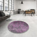 Round Machine Washable Industrial Modern Purple Rug in a Office, wshurb2053