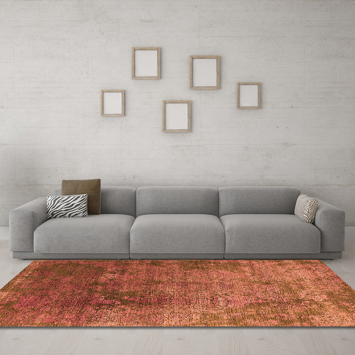Machine Washable Oriental Orange Industrial Area Rugs in a Living Room, wshurb2053org