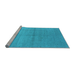 Sideview of Machine Washable Oriental Light Blue Industrial Rug, wshurb2054lblu