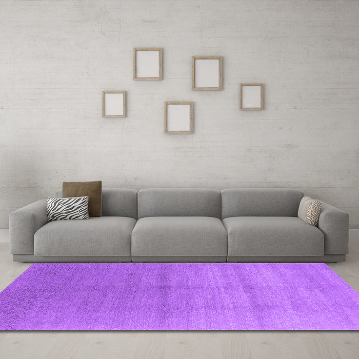 Machine Washable Oriental Purple Industrial Area Rugs in a Living Room, wshurb2054pur