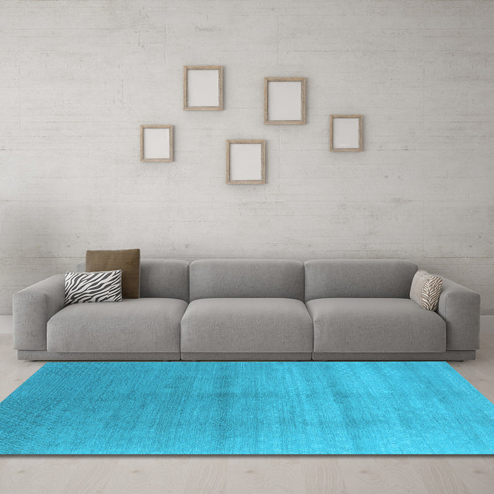 Machine Washable Oriental Light Blue Industrial Rug in a Living Room, wshurb2054lblu