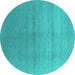 Round Oriental Turquoise Industrial Rug, urb2054turq