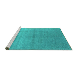 Sideview of Machine Washable Oriental Turquoise Industrial Area Rugs, wshurb2054turq