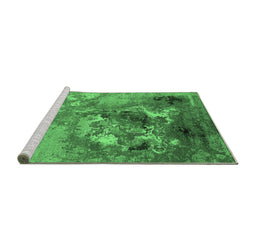Sideview of Machine Washable Oriental Emerald Green Industrial Area Rugs, wshurb2055emgrn