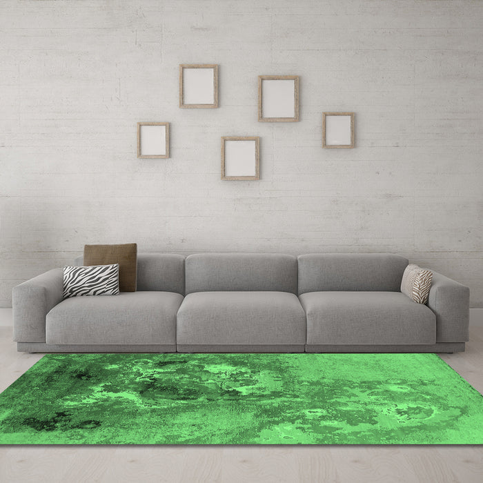 Machine Washable Oriental Emerald Green Industrial Area Rugs in a Living Room,, wshurb2055emgrn
