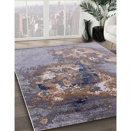 Mid-Century Modern Cloudy Gray Oriental Rug in Family Room, urb2055