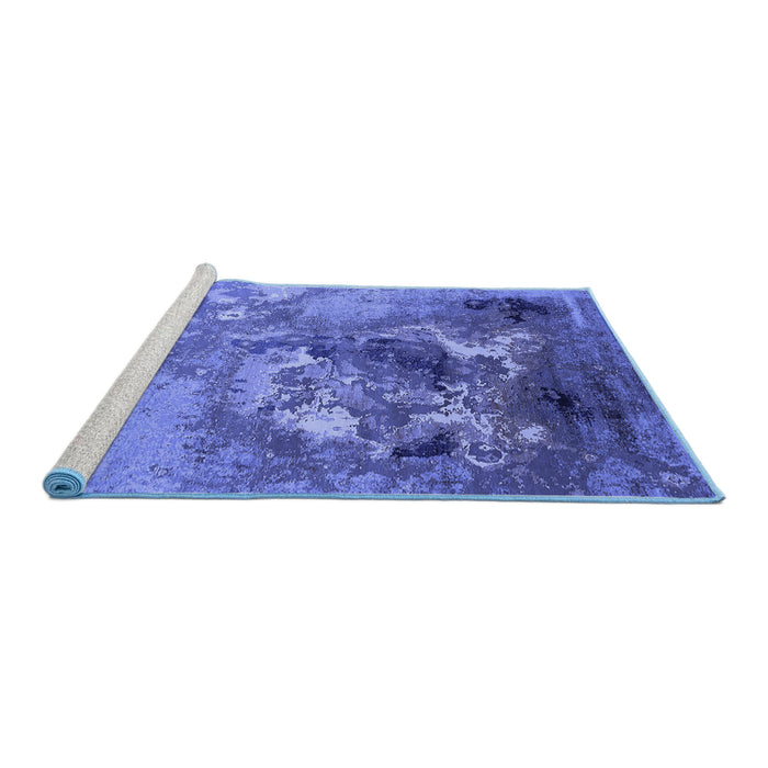 Sideview of Machine Washable Oriental Blue Industrial Rug, wshurb2055blu
