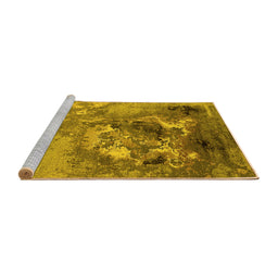 Sideview of Machine Washable Oriental Yellow Industrial Rug, wshurb2055yw