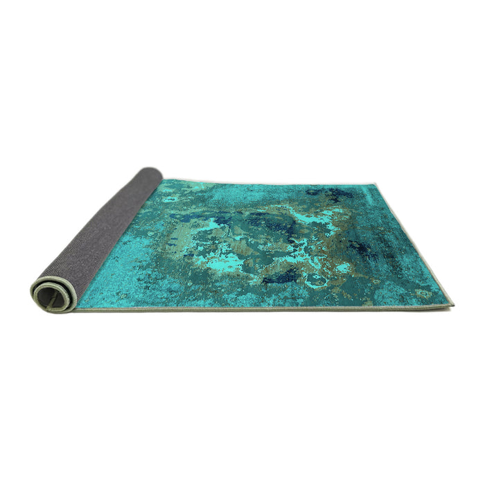 Sideview of Oriental Turquoise Industrial Rug, urb2055turq