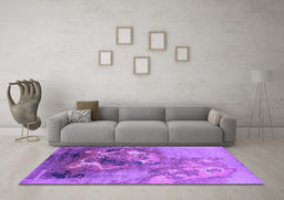 Machine Washable Oriental Purple Industrial Area Rugs in a Living Room, wshurb2055pur