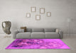 Machine Washable Oriental Pink Industrial Rug in a Living Room, wshurb2055pnk